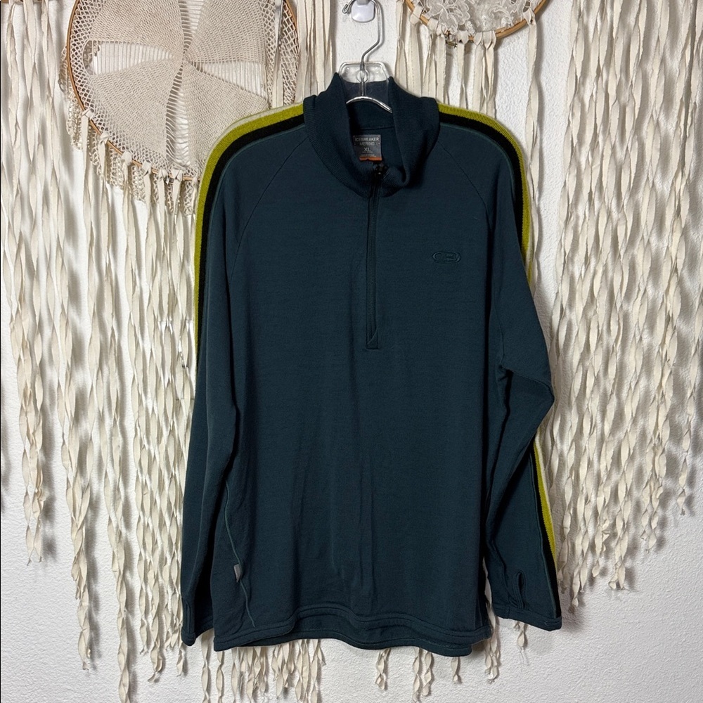Icebreaker Men's Merino Wool Bodyfit 260 Teal Half Zip Long Sleeve Pullover XL